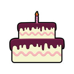 cake candle party cream bakery birthday icon. Isolated and flat illustration. Vector graphic