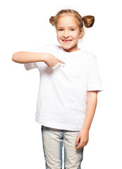 Fototapeta premium Child in white t-shirt