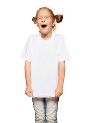 Child in white t-shirt