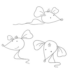 Funny mouse characters for coloring book