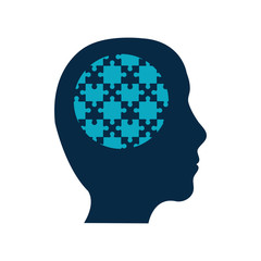 puzzle head jigsaw game figure icon. Isolated and flat illustration. Vector graphic