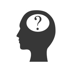 head man question mark ask symbol problem icon. Isolated and flat illustration. Vector graphic