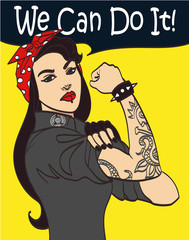 Cool nice drawn vector subculture punk gothic woman with signature we can do it. In layers, eps 10
