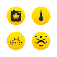 Hipster photo camera icon. Glasses symbol.