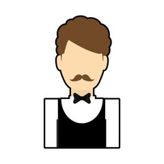 waiter mustache male man hotel service icon. Isolated and flat illustration. Vector graphic