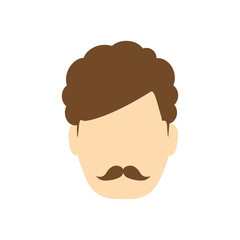 man male mustache head person icon. Isolated and flat illustration. Vector graphic