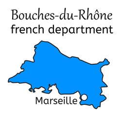 Bouches-du-Rhone french department map