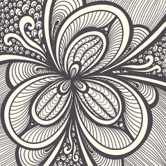 Abstract Background   with Zen-doodle pattern black on white