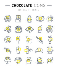 Set Vector Flat Line Icons Chocolate