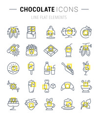 Fototapeta premium Wektor zestaw ikon Flat Line Chocolate
