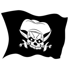 Pirate symbol Jolly Roger skull. vector flag 