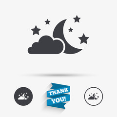 Moon, clouds and stars sign icon. Dreams symbol.