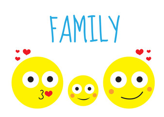Happy family round smiles, mother, father and child. Vector illustration