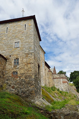Fototapeta na wymiar Akershus Fortress is medieval castle that was built to protect Oslo, capital of Norway. It has also been used as prison. Eastern Curtain wall (about 1300)