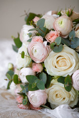 Wedding flower bouquet roses peony