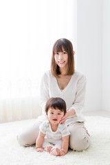 Fototapeta na wymiar portrait of asian mother and baby