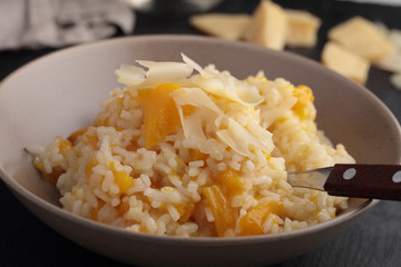 Pumpkin risotto with Parmesan cheese