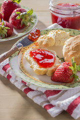 Breakfast Plate with Biscuits and Strawberry Jam
