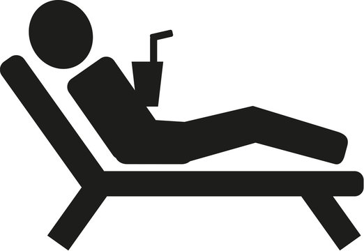Man lying on sunbed pictogram