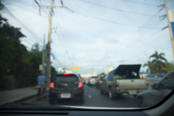 Traffic jams in the city - rush hour soft focus and over blurry