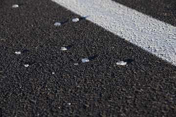 glass on the pavement