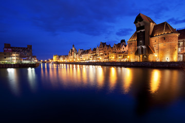 Fototapeta premium Medieval town of Gdansk with the port crane