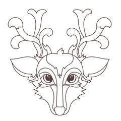 Hand drawn doodle outline deer head