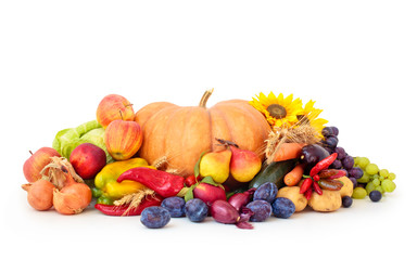 Naklejka na ściany i meble Autumnal fruits and vegetables.