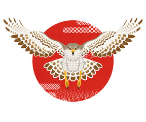 Fototapeta premium 鷹と太陽 年賀状素材