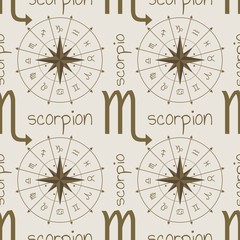 Astrology sign Scorpion. Seamless background. Vector illustration