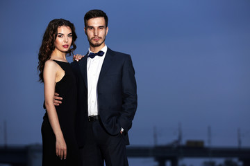 Elegant couple, evening outdoor