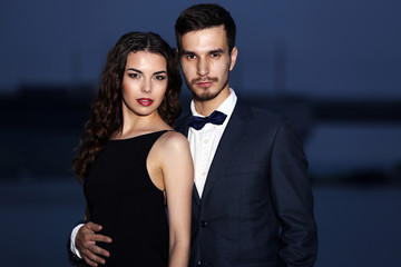 Elegant couple, evening outdoor