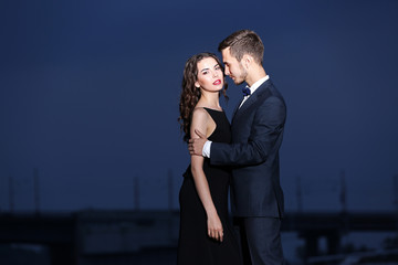 Elegant couple, evening outdoor
