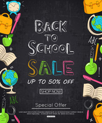 Back to school sale banner. Vector eps 10 format.