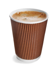Paper cup of coffee isolated on white