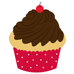Beautiful cupcake vector, sweet muffin, cocoa, cute chocolat dessert, decorated, eps, logo, image, icon, illustration.
