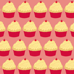 Cute lovely background, print cupcakes, sweet Pattern, vanilla, muffins, cake, vector, jpg, eps.