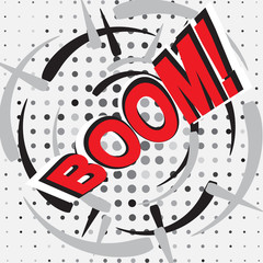 Boom wording sound effect set design for comic background, comic strip