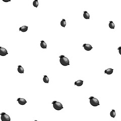 Pattern of black small lemon different sizes silhouette on white background