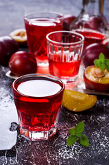 Transparent plum drink