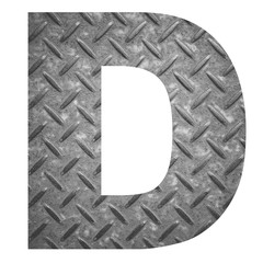 English alphabet letters with metal texture photo isolated on white background