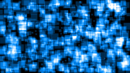 Blue and black square digital abstract bokeh background