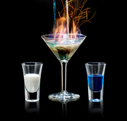 flaming cocktail Gone with the Wind black background