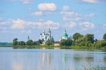 Spaso-Yakovlevsky Dmitriev monastery on lake Nero, july morning. Rostov Velikiy, Russia