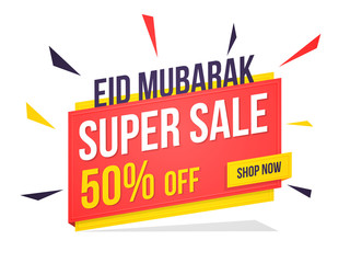 Eid Mubarak Sale Flyer or Banner. Discount Upto 50% Off.