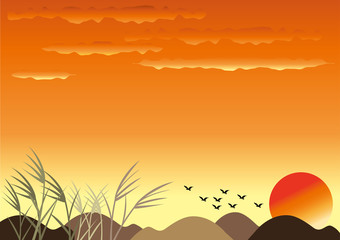 夕日の背景