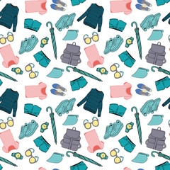 Background of summer outfit collection.