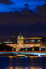 Fototapeta premium night view of Singapore downtown and marina bay