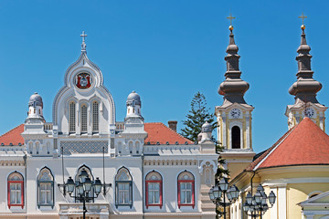 Orthodox bishop residence and serbian church in Timisoara, Roman