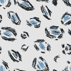 Grey, black, blue leopard skin. Seamless pattern background jaguar. Safari animal print. Africa texture. Vector wallpaper fur.